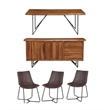Home Square 5 Piece Set with Dining Table Side Dining Chairs and Dining Server