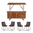 Home Square 4 Piece Set with Dining Table Side Dining Chairs and Dining Server