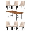 Home Square 7 Piece Set with Dining Table and 6 Parson Dining Chairs in Cream