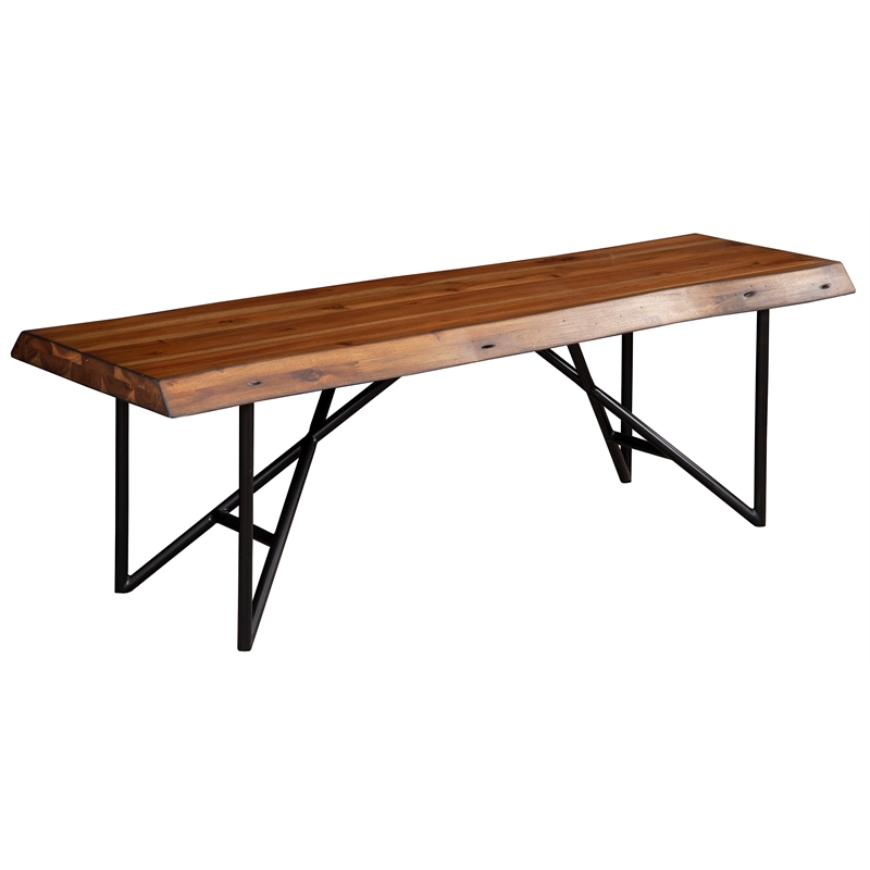 Home Square 2 Piece Furmiture Set with Wood Bench in Light Walnut (Brown)