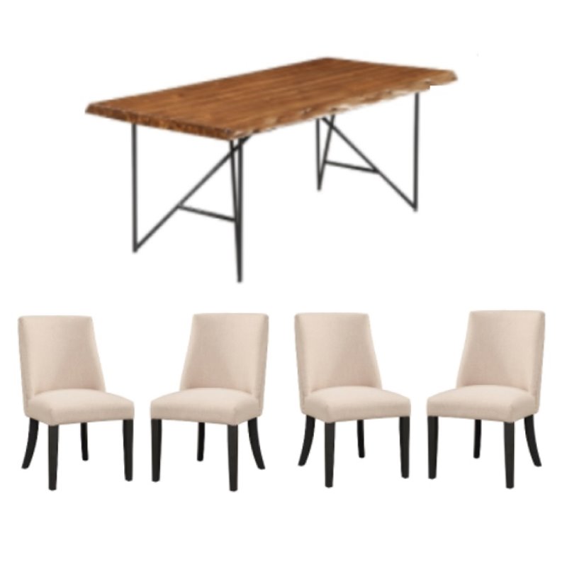 Home Square 5 Piece Set with Dining Table and 4 Dining Chairs