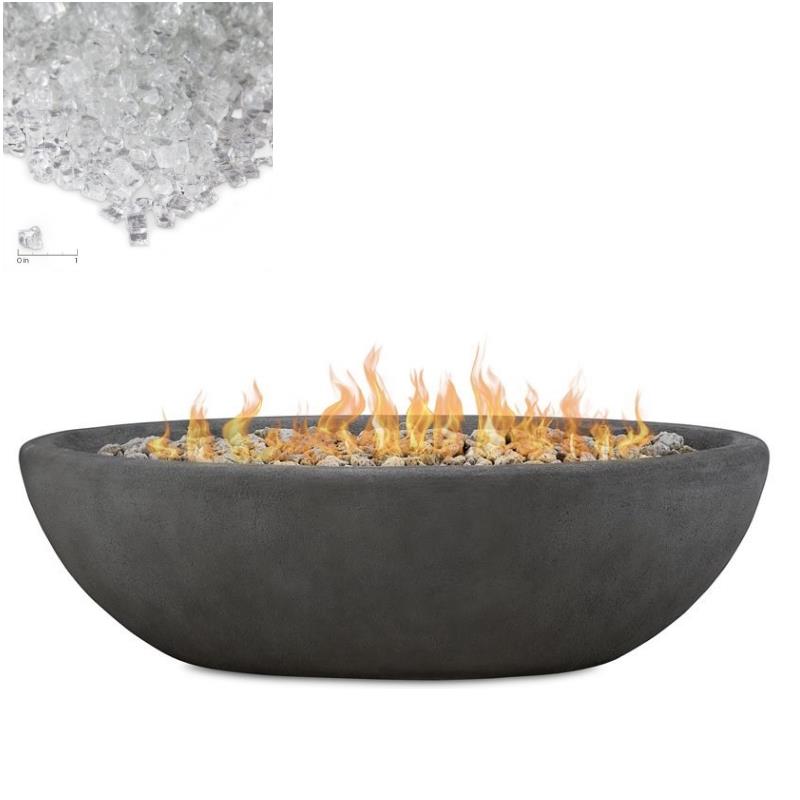 Home Square 2-Piece Set with Large Oval LP Metal Fire Bowl & Fire Glass