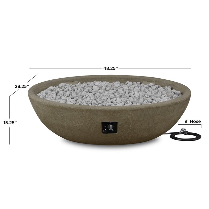 Home Square 2-Piece Set with Oval Propane Fire Bowl and Fire Glass