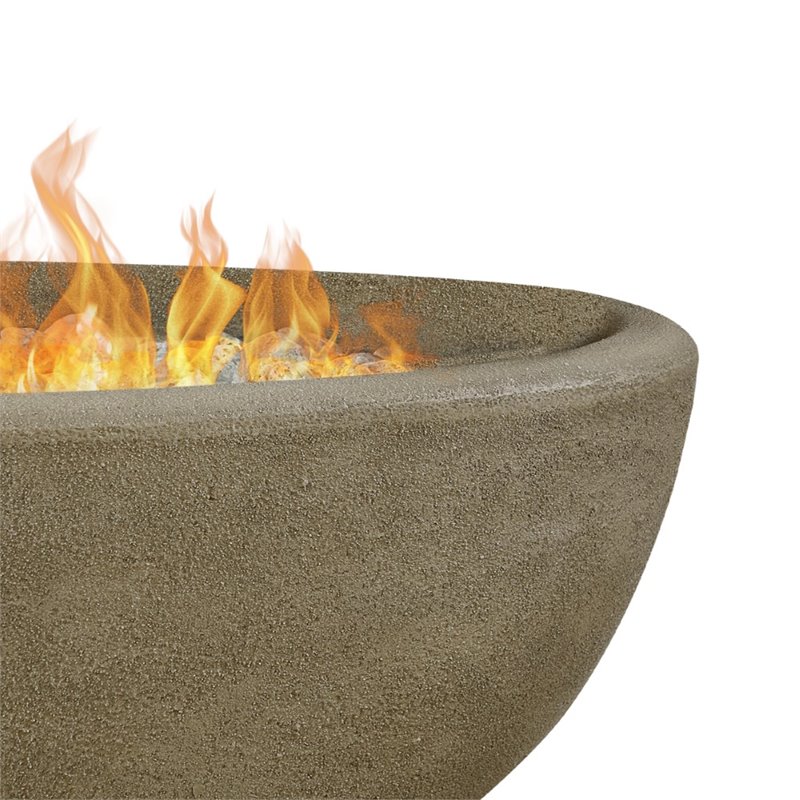 Home Square 2-Piece Set with Oval Propane Fire Bowl and Fire Glass