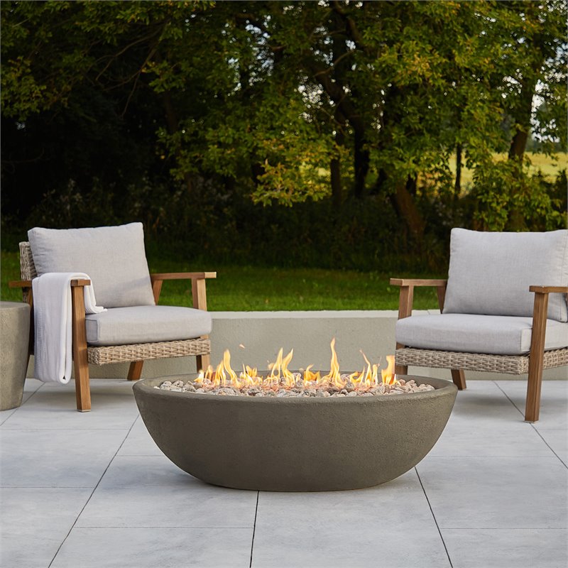 Home Square 2-Piece Set with Oval Propane Fire Bowl and Fire Glass