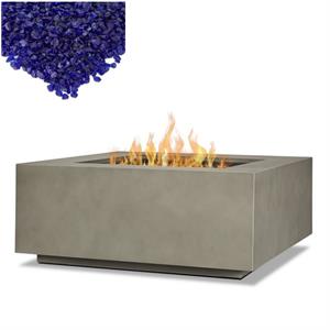 Home Square 2-Piece Set with Square Propane Fire Table Fire Glass