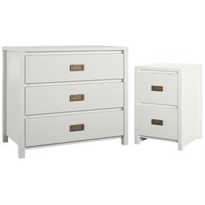 Home Square 2-Piece Furniture Set with Nightstand and 3-Drawer Kids Dresser