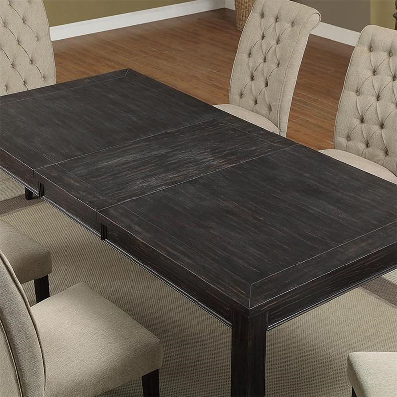 Sinuata 5-Piece Black and Beige Wood Dining Table and 2 Tufted Side Chair Set