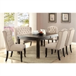 Sinuata 5-Piece Black Wood Dining Table and 4 Tufted Side Chair Set