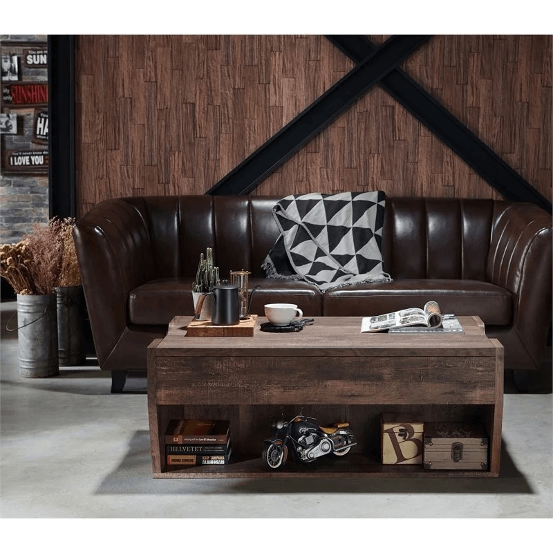 Krella 2-Piece Oak Wood Storage Coffee Table and 62-Inch TV Stand Set