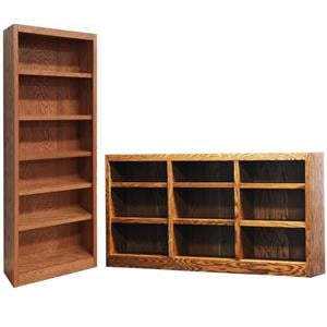 Home Square 2-Piece Set with 84&quot Tall 6-Shelf Bookcase Tall Triple Wide Bookcase