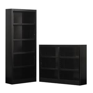 Home Square 2-Piece Set with 72&quot Tall Bookcase & 36&quot Tall Double Wide Bookcase