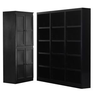 Home Square 2-Piece Set with 72&quot Storage Cabinet & 72&quot Tall Triple Wide Bookcase