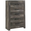 Home Square 2-Piece Set with Engineered Wood Pier & 5 Drawer Chest in Gray