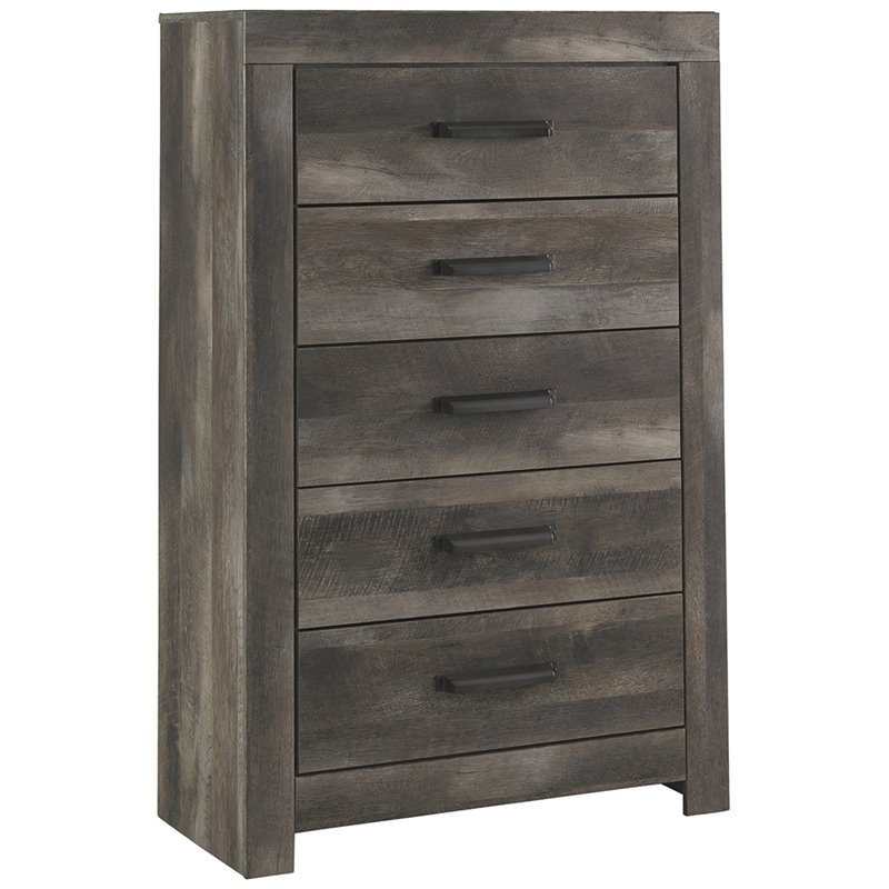 Home Square 2-Piece Set with 5 Drawer Chest & 6 Drawer Double Dresser in Gray