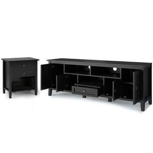Home Square 2-Piece Set with 72&quot TV Media Stand and 24&quot Bedside Nightstand Table