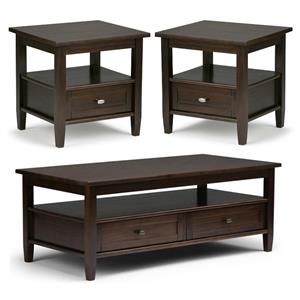 Home Square 3-Piece Set with 48&quot Coffee Table and 2 20&quot End Side Tables