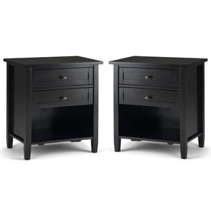 Home Square 2-Piece Wood 24&quot Bedside Nightstand Table Set in Hickory Brown