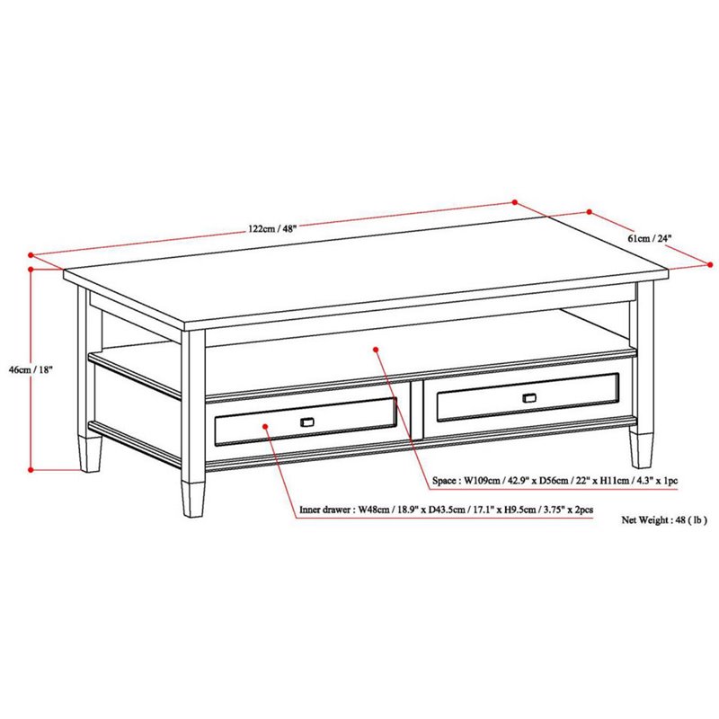 Home Square 2-Piece Set with Wood 48