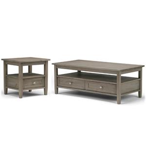 Home Square 2-Piece Set with 48&quot Coffee Table and 20&quot End Side Table in Gray