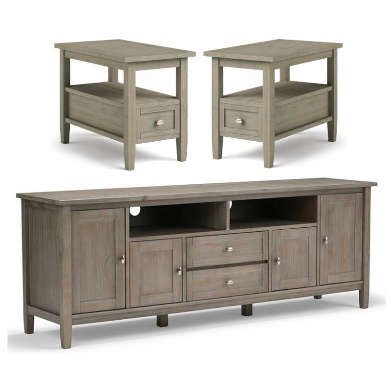 Home Square 3-Piece Set with TV Media Stand up to 80