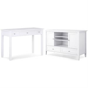 Home Square 2-Piece Set with 47&quot TV Media Stand & 48&quot Writing Office Desk
