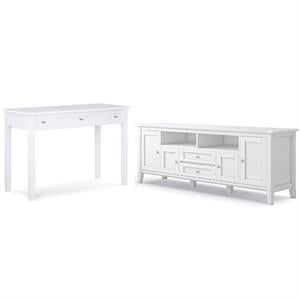 Home Square 2-Piece Set with 72&quot TV Media Stand and 48&quot Writing Office Desk