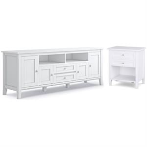 Home Square 2-Piece Set with 72&quot TV Media Stand & 24&quot Bedside Nightstand Table