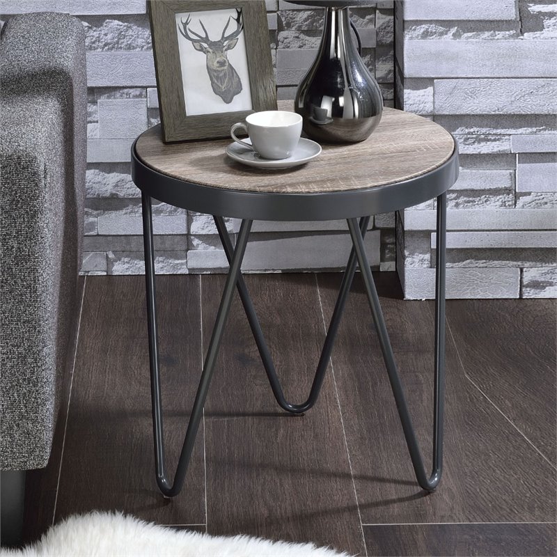 Home Square 2-Piece Set with Coffee Table and End Table in Weathered Gray Oak