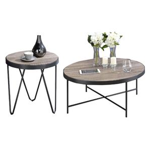 Home Square 2-Piece Set with Coffee Table and End Table in Weathered Gray Oak
