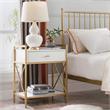Home Square 2-Piece Nightstand with Top AC/USB Charging Set in White Painted