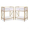 Home Square 2-Piece Nightstand with Top AC/USB Charging Set in White Painted