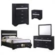 Home Square 5-Piece Set with Full Storage Bed Nightstand Dresser Mirror Chest