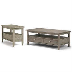 Home Square 2-Piece Set with 48&quot Coffee Table and 14&quot Narrow Side Table in Gray