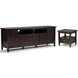 Home Square 2-Piece Set with 72&quot TV Media Stand and 20&quot End Side Table