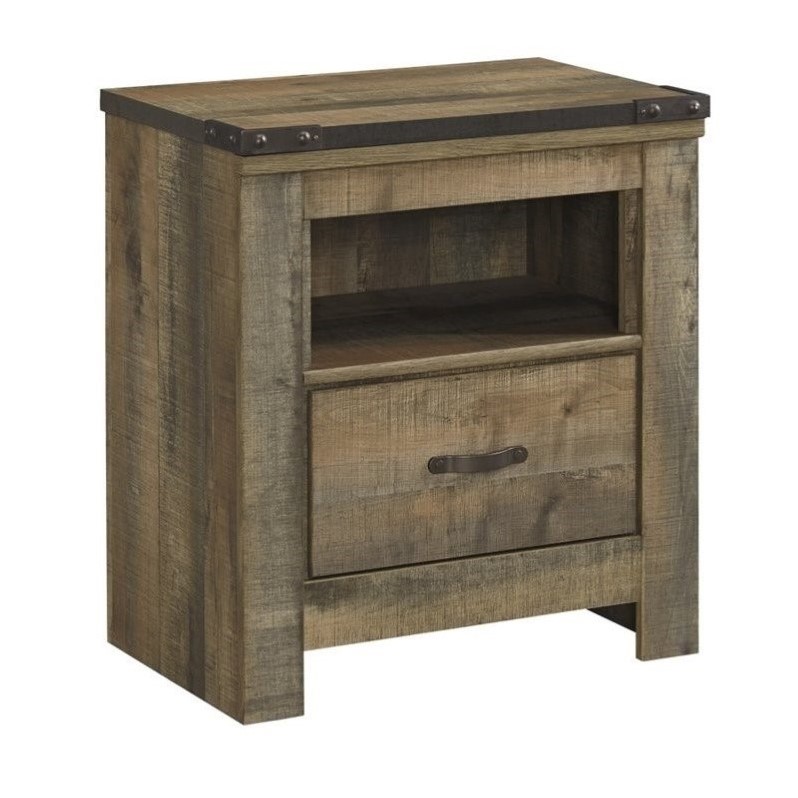 Home Square 3-Piece Set with 2 Wood Nightstands & 2 Drawer Night Stand in Brown