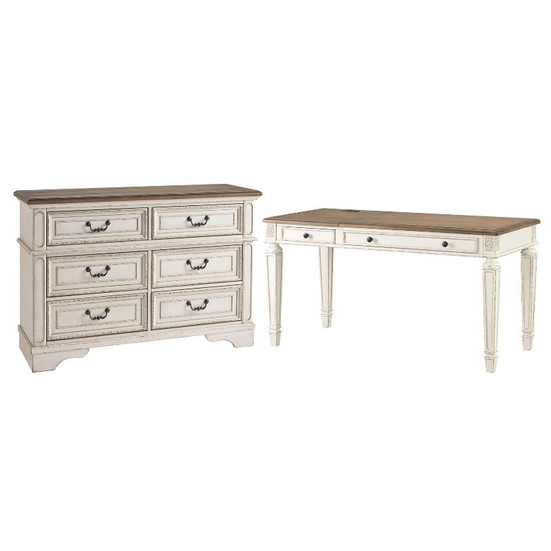 Home Square 2-Piece Set with 6 Drawer Double Dresser & Lift Top Writing Desk