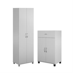 Home Square 2-Piece Set with 24&quot Utility Storage Cabinet and 24&quot Base Cabinet