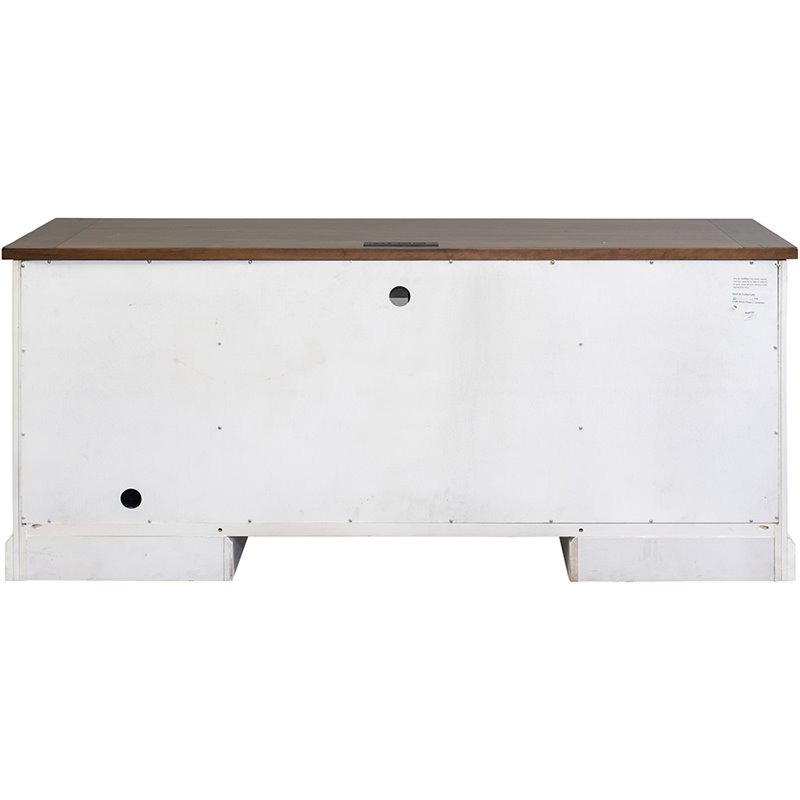 Home Square 2-Piece Set with Computer Desk and Hutch in Weathered White