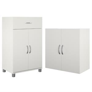 Home Square 2-Piece Set with 24&quot Wall Cabinet & 24&quot 2 Door Base Storage Cabinet