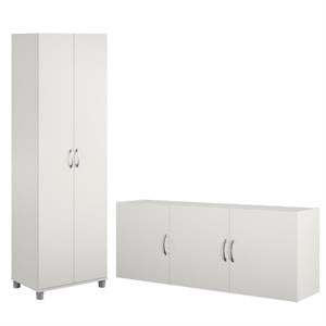 Home Square 2-Piece Set with 24&quot Utility Cabinet and 54&quot Wall Cabinet in White