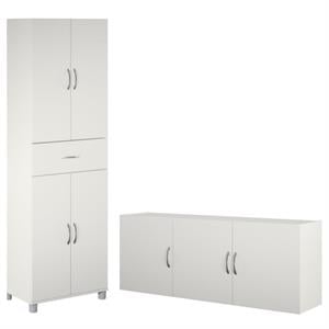 Home Square 2-Piece Set withCabinet with Drawer and 54&quot Wall Cabinet in White