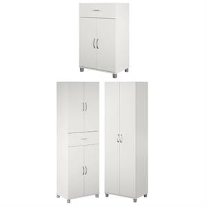 Home Square 3-Piece Set with 24&quot Utility Storage Cabinet 24&quot 2 Door Base Cabinet
