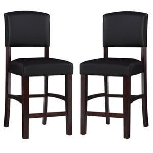 Home Square 2-Piece Furniture 24&quot Wood Counter Stool Set in Espresso Brown
