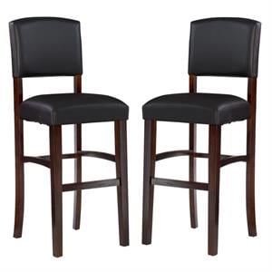 Home Square 2-Piece Furniture 30&quot Wood Bar Stool Set in Espresso Brown