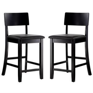 Home Square 2-Piece Furniture 24&quot Counter Stool Set in Black