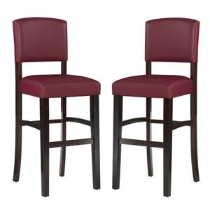Home Square 2-Piece Furniture 30&quot Wood Bar Stool Set in Dark Red