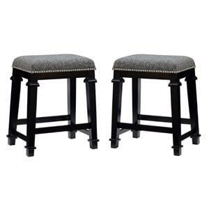 Home Square 2-Piece 25&quot Wood Backless Counter Stool Set in Black
