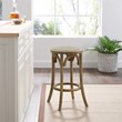 Home Square 2-Piece Furniture Rattan Wood Backless Counter Stool Set in Brown