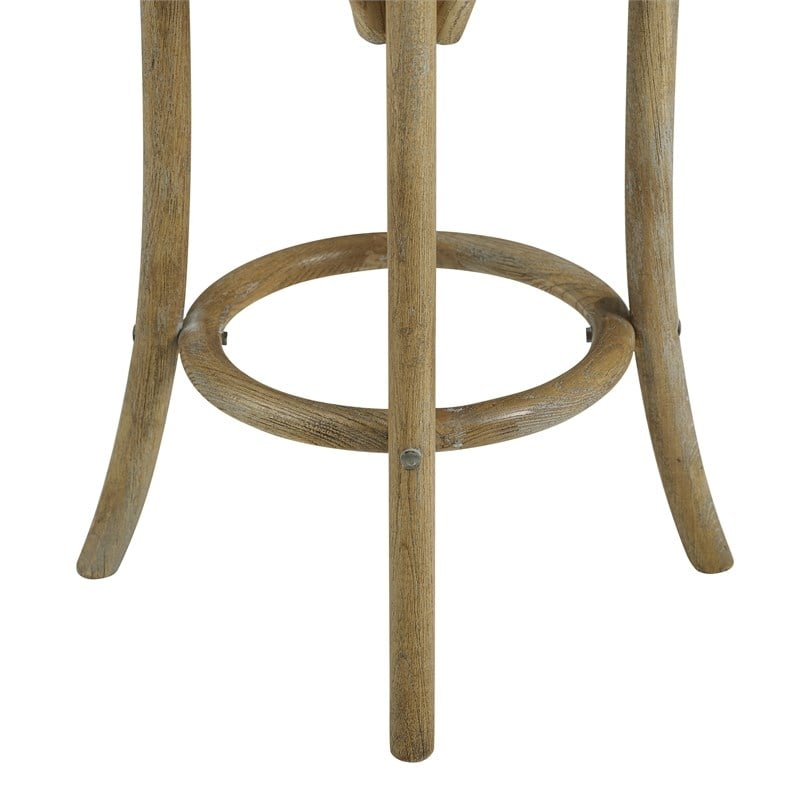 Home Square 2-Piece Furniture Rattan Wood Backless Counter Stool Set in Brown